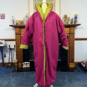 1980s vintage Bill Blass Puffer Coat in purple, pink, green size 8 / Medium